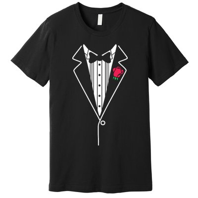 Wedding Tuxedo Red Rose Suit Premium T-Shirt