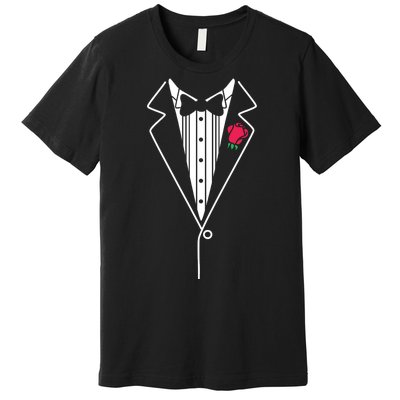 Wedding Tuxedo Red Rose Suit Premium T-Shirt