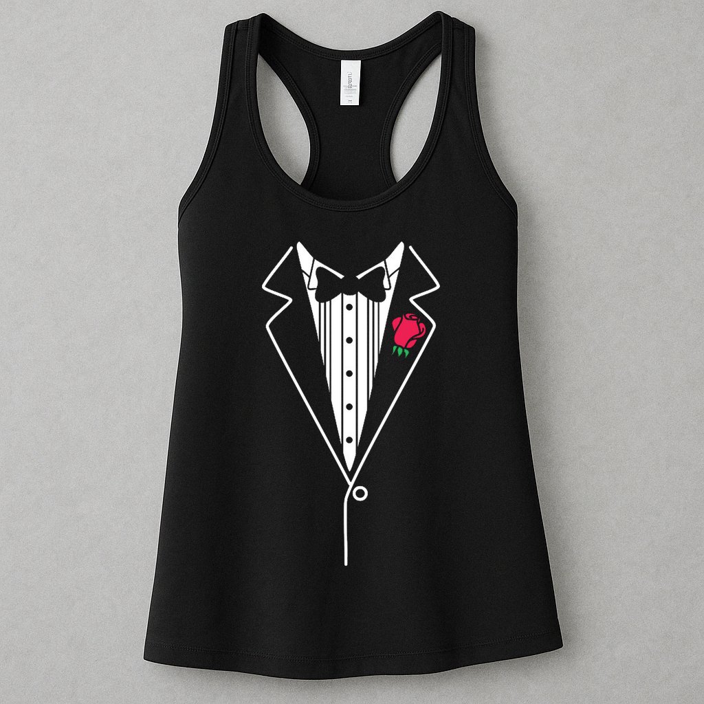 Wedding Tuxedo Red Rose Suit Womens Tank Top
