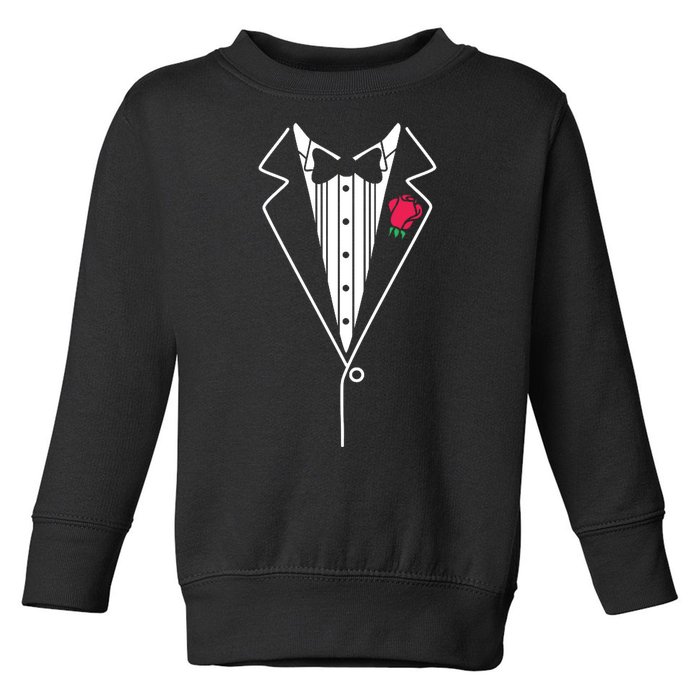 Wedding Tuxedo Red Rose Suit Toddler Sweatshirt