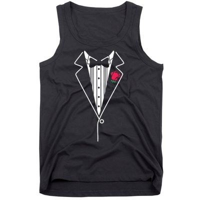 Wedding Tuxedo Red Rose Suit Tank Top