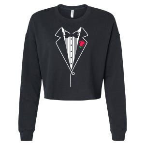 Wedding Tuxedo Red Rose Suit Cropped Pullover Crew