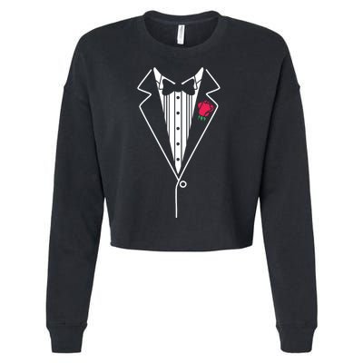 Wedding Tuxedo Red Rose Suit Cropped Pullover Crew