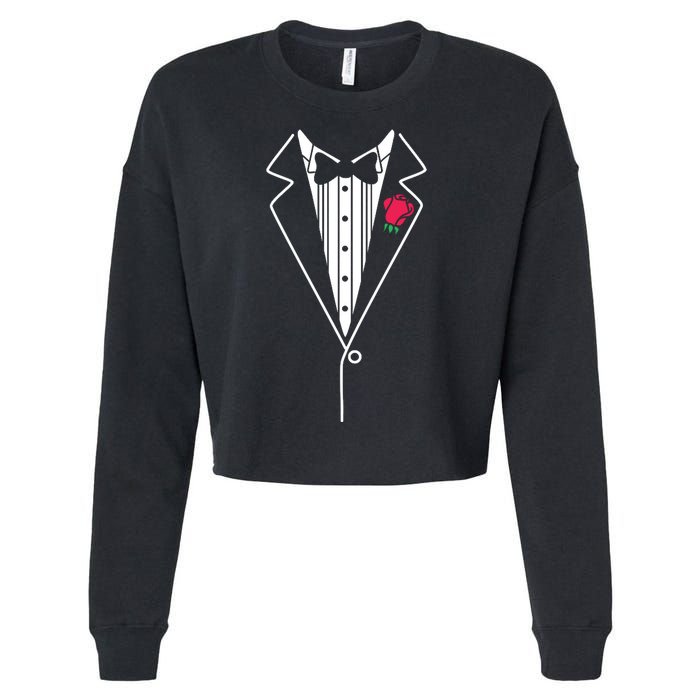 Wedding Tuxedo Red Rose Suit Cropped Pullover Crew