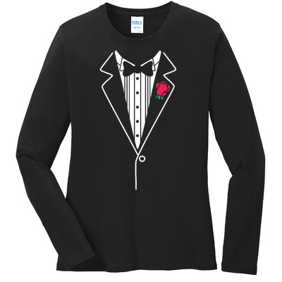 Wedding Tuxedo Red Rose Suit Ladies Long Sleeve Shirt