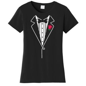 Wedding Tuxedo Red Rose Suit Women's T-Shirt