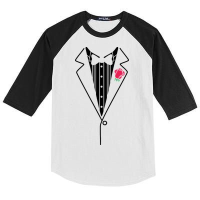 Wedding Tuxedo Red Rose Suit Kids Colorblock Raglan Jersey