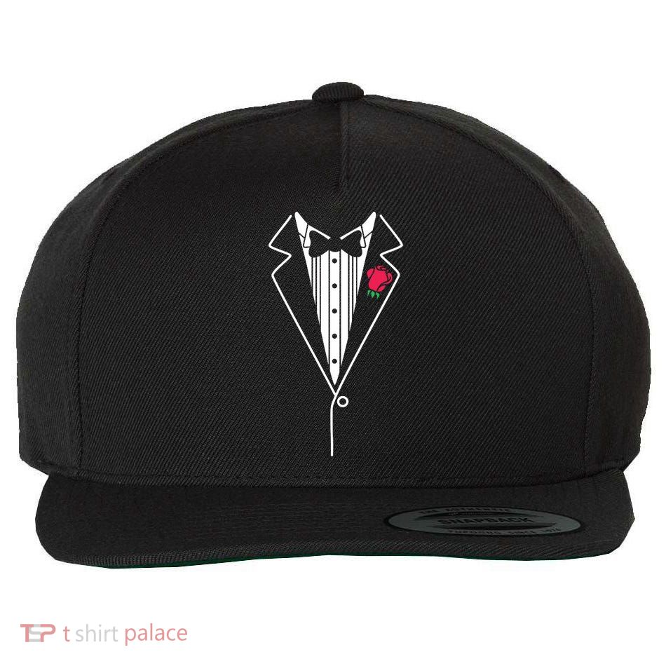Wedding Tuxedo Red Rose Suit Wool Snapback Cap