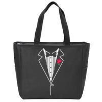 Wedding Tuxedo Red Rose Suit Zip Tote Bag