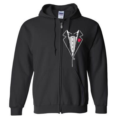 Wedding Tuxedo Red Rose Suit Full Zip Hoodie