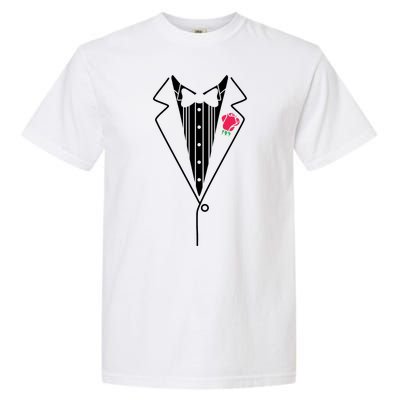 Wedding Tuxedo Red Rose Suit Garment-Dyed Heavyweight T-Shirt