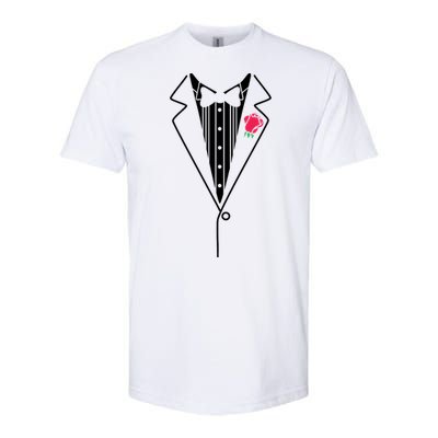 Wedding Tuxedo Red Rose Suit Softstyle CVC T-Shirt