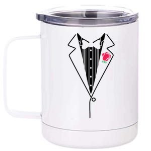 Wedding Tuxedo Red Rose Suit 12 oz Stainless Steel Tumbler Cup