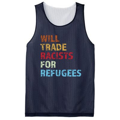 Will Trade Racists For Refugees Distressed Mesh Reversible Basketball Jersey Tank