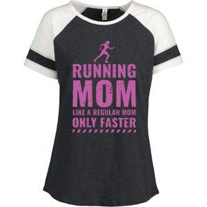 Womens Trail Runner Funny Fitness Running Marathon Mom Mothers Day Enza Ladies Jersey Colorblock Tee