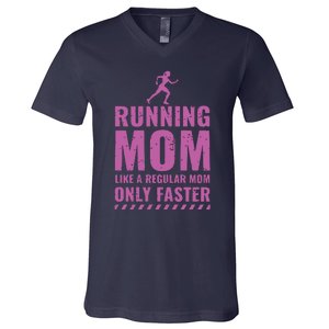 Womens Trail Runner Funny Fitness Running Marathon Mom Mothers Day V-Neck T-Shirt