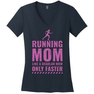 Womens Trail Runner Funny Fitness Running Marathon Mom Mothers Day Women's V-Neck T-Shirt