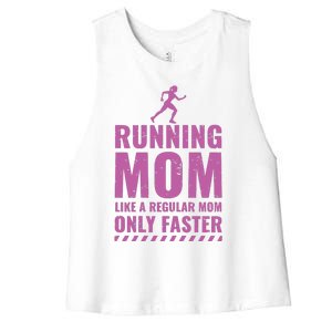 Womens Trail Runner Funny Fitness Running Marathon Mom Mothers Day Women's Racerback Cropped Tank