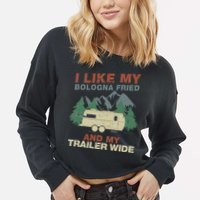 White Trash Redneck Trailer Funny White Trash Bash Cropped Pullover Crew