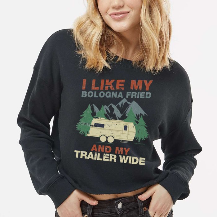White Trash Redneck Trailer Funny White Trash Bash Cropped Pullover Crew