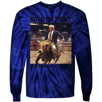 Western Trump Riding Wild Bull Southern Trump Rodeo Arena Tie-Dye Long Sleeve Shirt