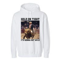 Western Trump Riding Wild Bull Southern Trump Rodeo Arena Garment-Dyed Fleece Hoodie