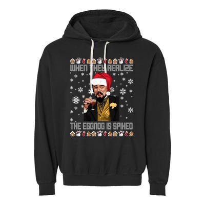 When They Realize The Eggnog Is Spiked Funny Christmas Garment-Dyed Fleece Hoodie