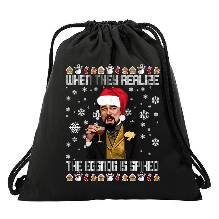 When They Realize The Eggnog Is Spiked Funny Christmas Drawstring Bag