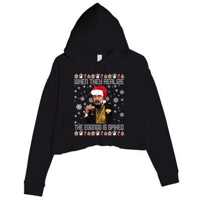 When They Realize The Eggnog Is Spiked Funny Christmas Crop Fleece Hoodie