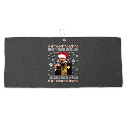 When They Realize The Eggnog Is Spiked Funny Christmas Large Microfiber Waffle Golf Towel
