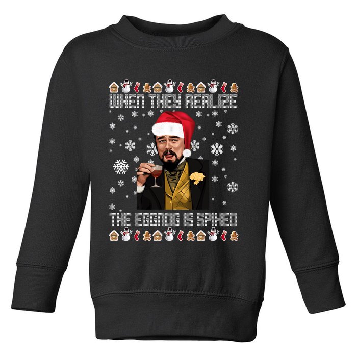 When They Realize The Eggnog Is Spiked Funny Christmas Toddler Sweatshirt