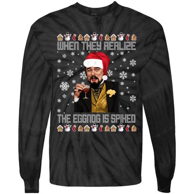 When They Realize The Eggnog Is Spiked Funny Christmas Tie-Dye Long Sleeve Shirt