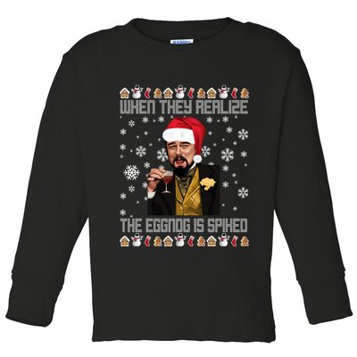 When They Realize The Eggnog Is Spiked Funny Christmas Toddler Long Sleeve Shirt