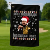 When They Realize The Eggnog Is Spiked Funny Christmas Golf Towel