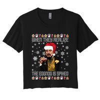 When They Realize The Eggnog Is Spiked Funny Christmas Crop Top