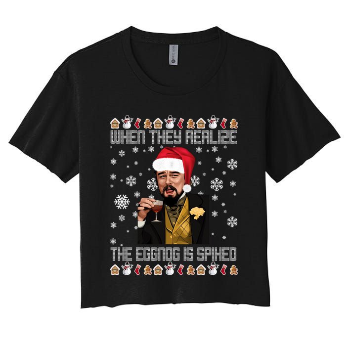 When They Realize The Eggnog Is Spiked Funny Christmas Crop Top