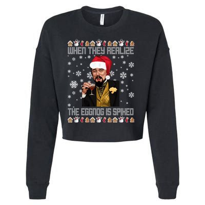 When They Realize The Eggnog Is Spiked Funny Christmas Cropped Pullover Crew