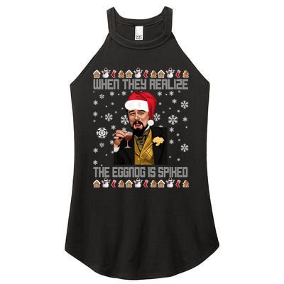 When They Realize The Eggnog Is Spiked Funny Christmas Women's Perfect Tri Rocker Tank