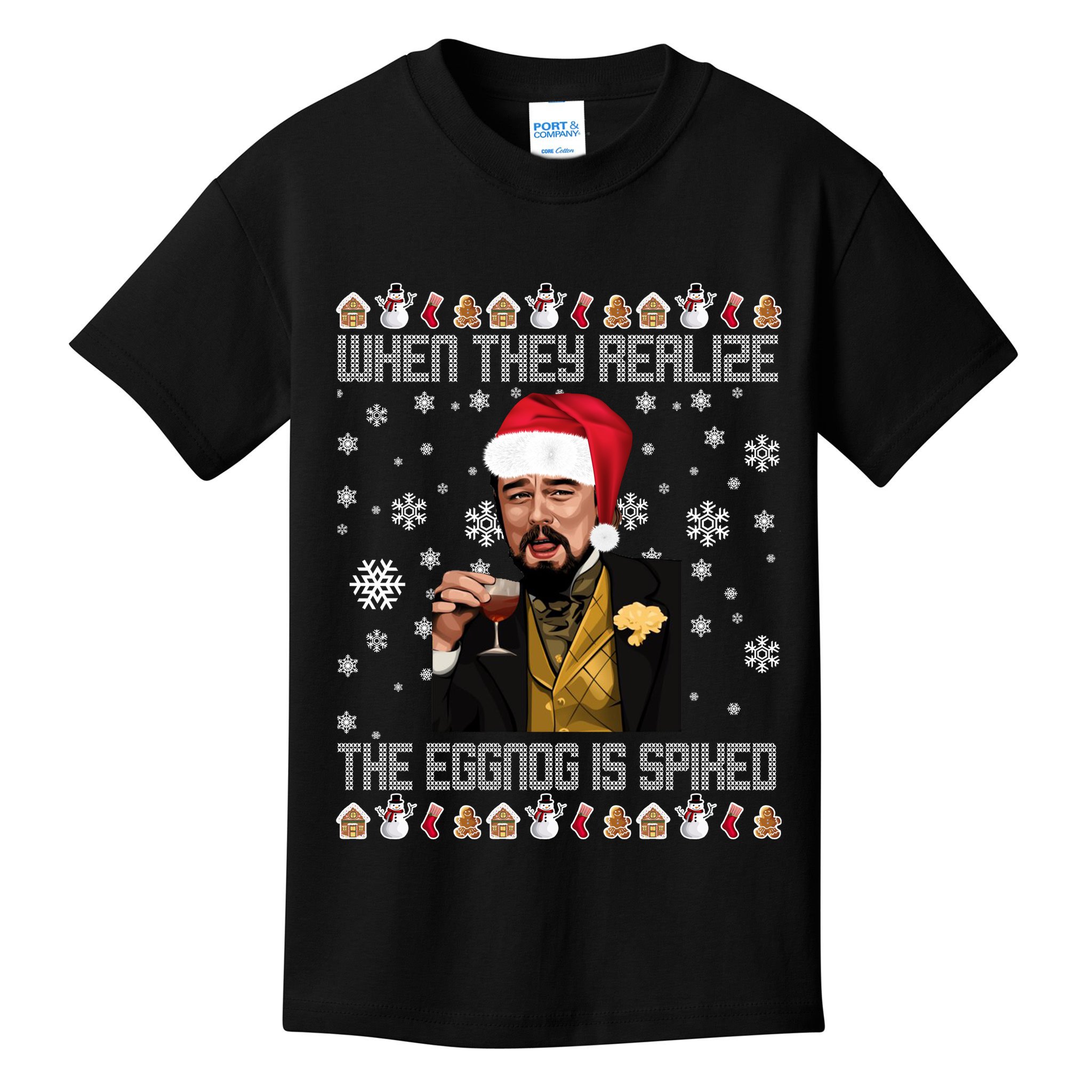 When They Realize The Eggnog Is Spiked Funny Christmas Kids T-Shirt