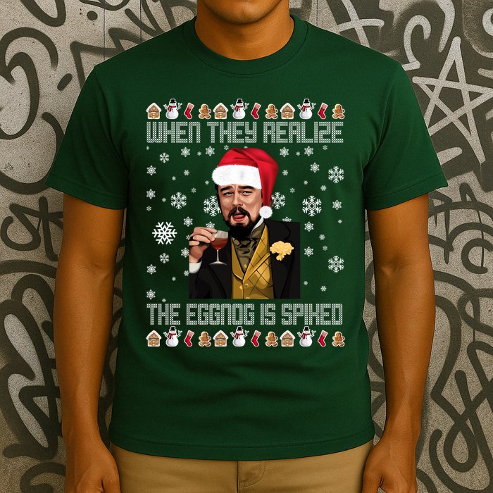 When They Realize The Eggnog Is Spiked Funny Christmas T-Shirt