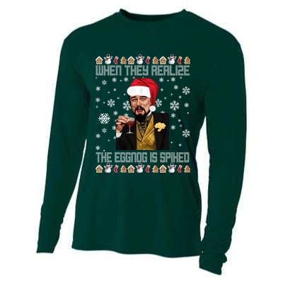 When They Realize The Eggnog Is Spiked Funny Christmas Cooling Performance Long Sleeve Crew