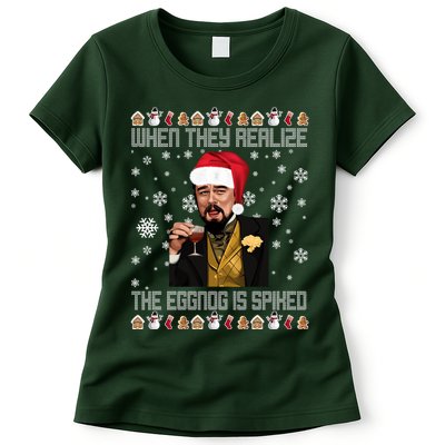 When They Realize The Eggnog Is Spiked Funny Christmas Womens T-Shirt