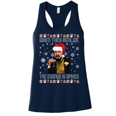 When They Realize The Eggnog Is Spiked Funny Christmas Women's Racerback Tank