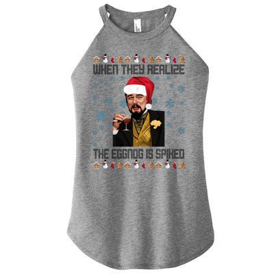 When They Realize The Eggnog Is Spiked Funny Christmas Women’s Perfect Tri Rocker Tank