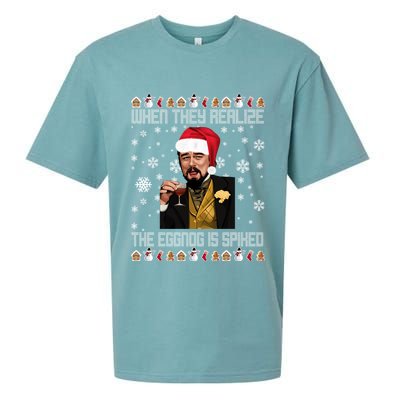 When They Realize The Eggnog Is Spiked Funny Christmas Sueded Cloud Jersey T-Shirt