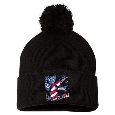 Where The Spirit Of The Lord Is There Is Freedom Pom Pom 12in Knit Beanie