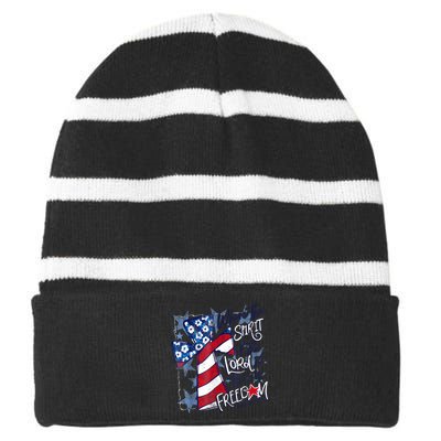 Where The Spirit Of The Lord Is There Is Freedom Striped Beanie with Solid Band