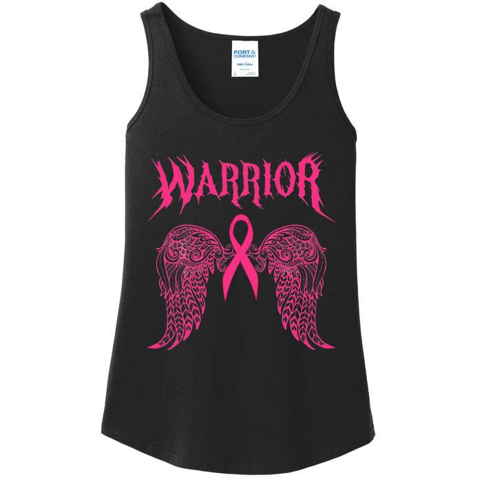 Warrior Tattoos Survivor Warrior Pink Ribbon Breast Cancer Ladies Essential Tank