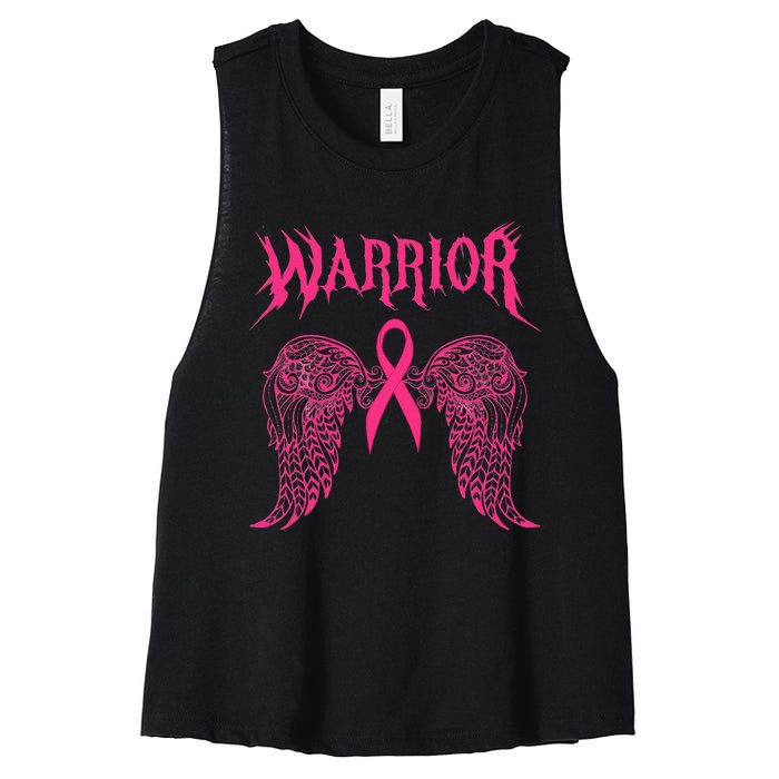 Warrior Tattoos Survivor Warrior Pink Ribbon Breast Cancer Women's Racerback Cropped Tank