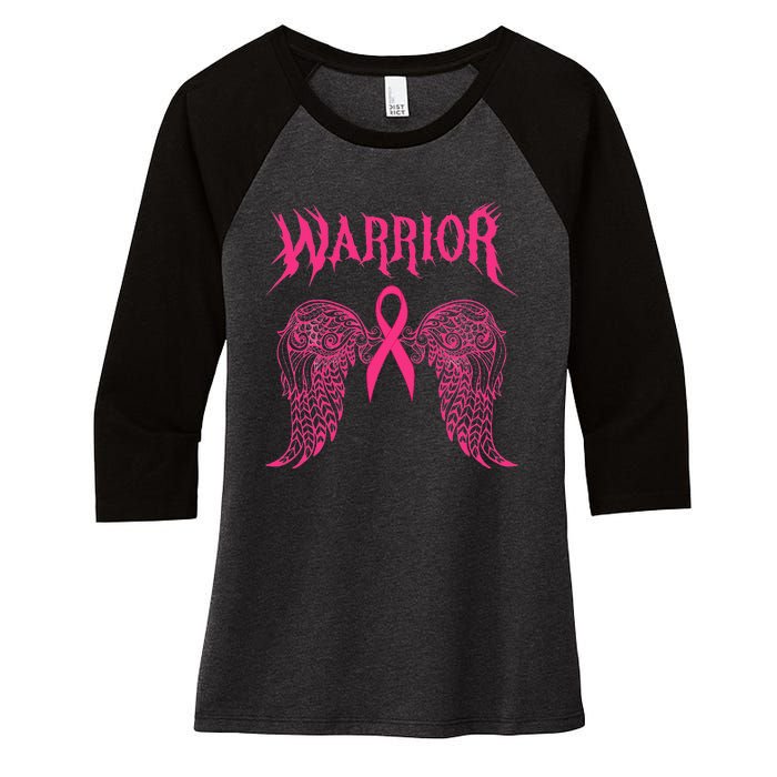 Warrior Tattoos Survivor Warrior Pink Ribbon Breast Cancer Women's Tri-Blend 3/4-Sleeve Raglan Shirt